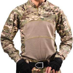 Han Wild Outdoor Combat Shirt Militära män Kläder Camo Tactical Suit Hunting Clothing Airsoft Sniper Fishing Shirt