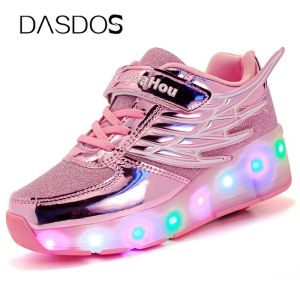 Sneakers Storlek 2840 Lysande rullskridskor för barn pojkar flickor glödande hjul skor barn led hjul sneakers