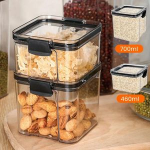 Storage Bottles 700ML Food Box Stackable Kitchen Sealed Jar Clear Plastic Airtight Container With Lids For Cereal Organization 2Pcs