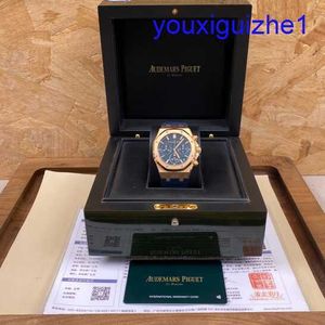 Fashion AP Wrist Watch Male Royal Oak Series 26240OR Rose Gold Blue Plate Belt Leisure Business Sports Back Transparent Automatic Mechanical Watch