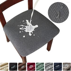 Chega a cadeira de cadeira Jacquard Seat Anti-Dirty Soild Color Slipcovers Elastic para Banquete em casa na sala de jantar