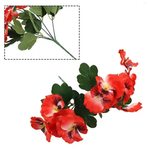 Decorative Flowers Home Plant Bunch Bouquet Pansy Fake Flower Ornaments 26cm Artificial DIY Craft Red/Orange/Purple Rose Red