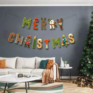 Decoração de festa 2x banner de natal adereços de estamenha para suprimentos domésticos de ano