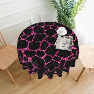 Table Cloth Pink And Black Giraffe Round Tablecloth Animal Print Design Cover For Living Room Dining Funny Waterproof