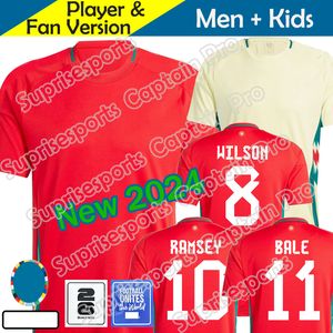 Gales 24 25 25 Jersey de futebol Wilson Ramsey Bale Copa da Copa da Euro nova 2024 Seleção nacional 24 25 Camisa de futebol Kit de crianças Kit completo Casa em casa