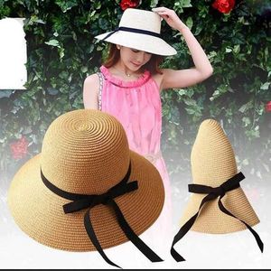 Wide Brim Hats Bucket Hats Women Summer Knit Straw Hat Fashion Wide Brim Casual Beach Sun Hat Sunscreen Block UV Protection Panama Bow Cap Multicolor V18 Y240409