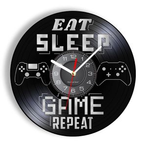 Mangia gioco del sonno ripetuta giocatore dicendo in vinile orologio da parete gamepad macchina da gioco da gioco da gioco arte artigianale arte artigianato