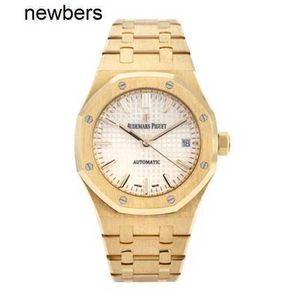 Мужчины Audempigut Luxury Aps Factory Watch Swiss Movement Royal Oak Watch 37 мм белый индексный час Марк Dial Gold336d