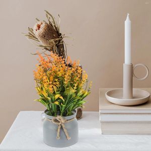 Vasos em vasos artificiais em vaso real pequenos plantas de flores falsas decoração de ornamentos falsos realistas em casa