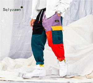 Männer und Frauen Hüfte Hip Hosen Farbblock Patchform Cordform Cordformen Harem Pant Streetwear Harajuku Jogger Sweatpant Baumwollhose 23694538