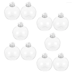 花瓶10 PCSクリスマス球体ボトルプラスチックジュースボトルキャップミルクコーヒーコンテナ透明な飲み物ポータブルアンチリークハンギング