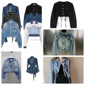 Jaqueta de jeans de jeans feminino designer triangle jaquetas de botão de botão de botão de outono estilo fino para lady roupa de mulher jeans Classcia windbreaker gave femme