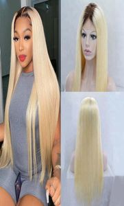 Blonde Ombre Wig Human Hair с темными корнями Полный кружевный парик для молодых женщин 13x4 HD кружевные парик -парик Ombre Hompl Human Wigs Pre Prucked2272340