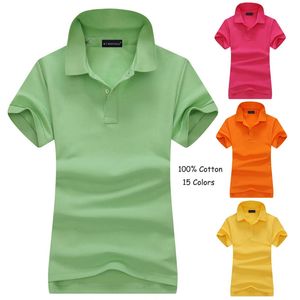 100% Cotton Summer Womens Short Sleeve Polos Shirts Casual Solid Color Femmes Fashion Lady Lapel Slim Tops 240409