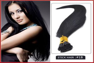 Whole 05GS 300spack 14039039 24 STRIT KERATIN STITH I TIP Human Hair Extensons Brazylian Hair 1B Naturalny czarny DH8063286