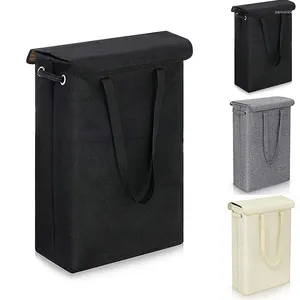 Laundry Bags Thin Slim Foldable Hamper With Handle & Wheels - Portable Storage Organizers For Corner Narrow