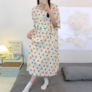 Nightgowns de algodão solto de roupas de sono feminino