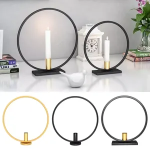 Candle Holders Black/Gold Rack Round Iron Candlestick Home Christmas Party Table Centerpiece Decoration