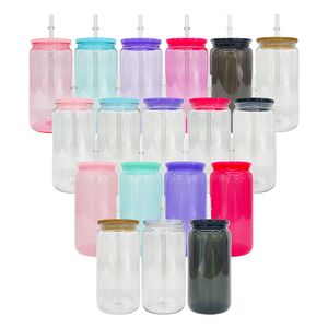 Ready to ship Plastic 16oz can shaped beer cups 5 colors mixed reusable drinking tumblers 16oz colored macaron plastic can for UV DTF wraps 50pcs/case