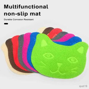 猫のベッド家具猫のリッターマット非滑り防水ペットフードマット猫層小さな子猫の顔の足パターンシリコンペット製品トイレットマット