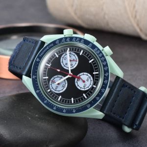 Bioceramic Planet Moon Mens Watche Pełna funkcja Chronograph Quarz Watch Mission to Mercury 42 mm nylon luksusowy zegarek limitowany edycja mistrz na rękę 0409