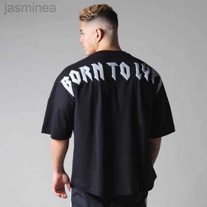 Mäns casual skjortor Nya herrar bomull t shirt gym fitness lös överdimensionerad t-shirt sommar mode casual mens sport tee shirt svart kort ärm toppar 2449