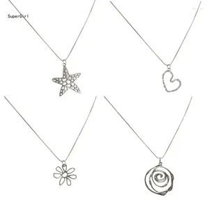 Collane a ciondolo fiore a spirale a spirale stella d'argento per le donne giuli di gioielli di moda girocollo j78e