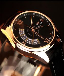 Yazole Men039s Fashion Sport Edelstahl Hülle Lederband Quarz analog Handgelenk Watch Mens Uhren Top -Marke Luxus -Armband