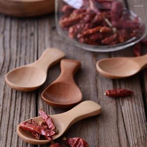 Spoons Japan Style Solid Wood Table Seware Creative Mini Säsongsked Mixing Stirring Drink Coffee Tea Kitchen Gadget