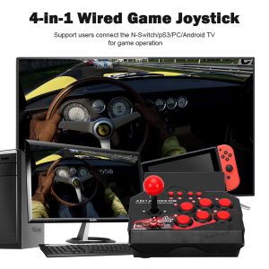 Wired Game Joystick Plug Play 4-in-1 USB Fighting Stick Gamepad Controller Batterifri spelkomponent för Switch/P3/PC/Android