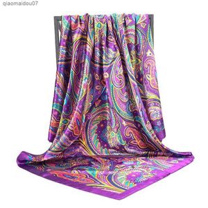 Scialli da 90x90 cm sciarpe femminile stampato per capelli in seta quadrata di seta da donna scialle bandanna maniglia a filo foulard woulard womens packaging silencerl2404