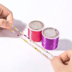 10 metre/rulo 0.7mm renkli güçlü elastik kristal boncuk kablosu mücevher yapmak için DIY bilezikler streç iplik ipi kolu