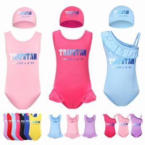 One-Pieces Kids Swimwear Girls Trapstar Swimsuits Toddler Children Bikini Summer Letter Printed Beach Pool Bathing Suits Youth Boys Baby Swimming Cap i7wb#