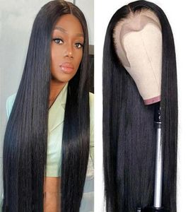 HD brasileiro HD Lace Front Wig Remy Straight 13x4 Human Hair for Women With Pré -Plucked Long2692617
