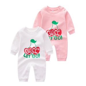 Nyfödda baby pojkar flickor romper tryckt långärmad bomull romper barn jumpsuit playsuit outfits designer kläder6826138