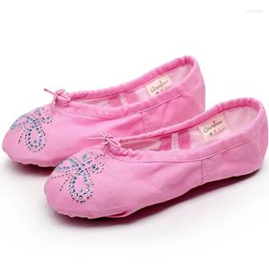 Dance Shoes Adults Soft Ballet Girls Canvas Yoga Practice With Butterfly Rhinestone Dancing Shoe