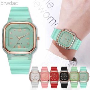 Kvinnors klockor Candy Color Silicone Women Watches Outdoor Square Dial Sports Wristwatches Simple Casual Par Quartz Watch Relogio Feminino 240409