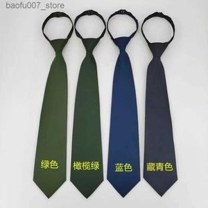 Neck Ties Regular wear tie zipper style security suit green tie quick pull tie clip olive pine branch green tie for menQ