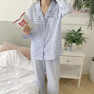 Roupas em casa Kitty Casual solto 2024 xadrez breves sweep sleepwearwear casas mulheres mulheres moda vintage gentil todos os conjuntos de pijamas femme