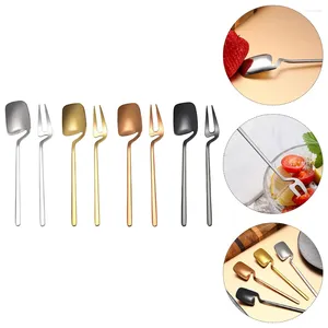 Łyżki 1 pudełko/ 8pc łyżka ze stali nierdzewnej i widelca Fruit Forks Aketizer deser deser na imprezę sałatkową przyjęcie