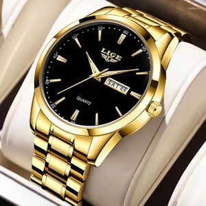 Zegarek top lige oryginalny sposób na skórzane zegarek dla mężczyzn sportowy wodoodporny kwarcowy zegar renogio masculino