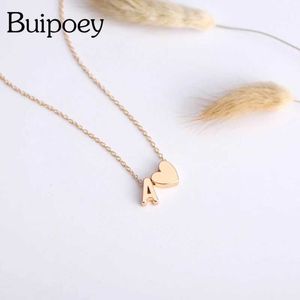 Pendant Necklaces Buyoey Fashion Womens Couple Gold Letter and Heart Charm Necklace Diy Simple Letter Name Initiatives Necklace Jewelry GiftsQ