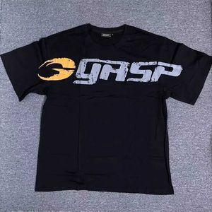 Erkek Tişörtleri Gasp Avrupa ve Amerikan Fitness Kısa Kollu Erkek T-Shirt Gevşek Büyük Kas Çınlama Sporları Eğitim Spor Salonu J240409