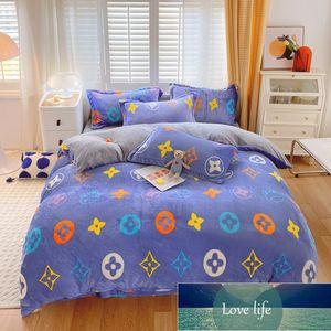 Duvet Cover Milk Velvet Thickened Warm Double-Sided Flannel Quilt Cover Three-Piece Bedding Sets Top All-match