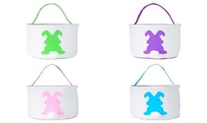 New Easter Bunny Ears Basket Bag Mix Color canvas easter basket bunny ears bags for kids gift bucket Cartoon Rabbit carring eggs B3054669