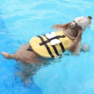 Hundkläder Little Bee Swimsuit Puppy Life Jacket In Pool Beach Lake Swimming Safety Vest Waterproof Breattable Cloths Pet Supplies