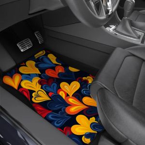 1pc Universal Heart Print Car Mate без скольжения долговечный четыре сезона автомобильный ковер легкий чистый и износостойкий коврик для пола