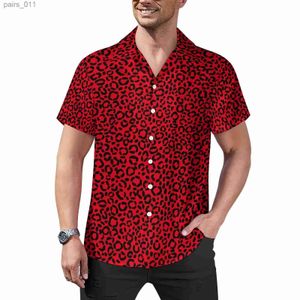 Mäns casual skjortor Hawaiian Sexig Leopard Spotted Mens Shirt Casual Retro Y2K Summer Beach Street Style Plus Size YQ240409