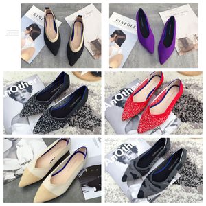 New top Luxury Flat bottomed pointed ballet black white soft soled knitted maternity women boat shoe casual and comfortable size 35-41