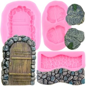 Fairy Garden Door Stone Path Silicone Mold Diy Baby Birthday Fondant Decorating Tools Candy Clay Chocolate Gumpaste mögel